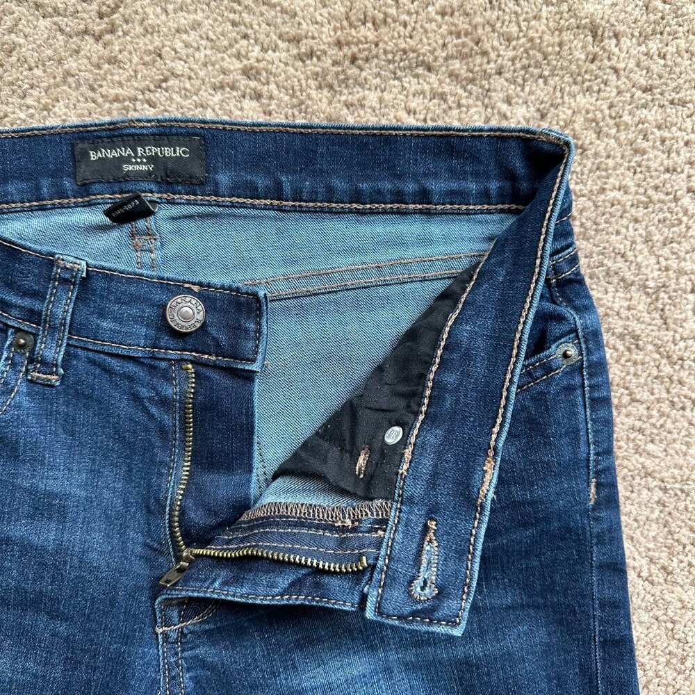Banana Republic Jeans Womens 4 27x28 Mid Rise Skinny Fit Blue Denim - Picture 4 of 13